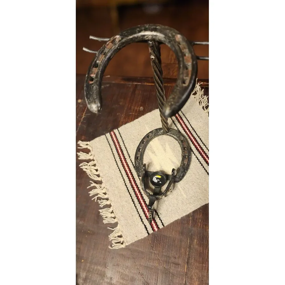 Horseshoes Wine Rack Holds 1‎ Bottle & 2 Glasses Western Spur & Horseshoe